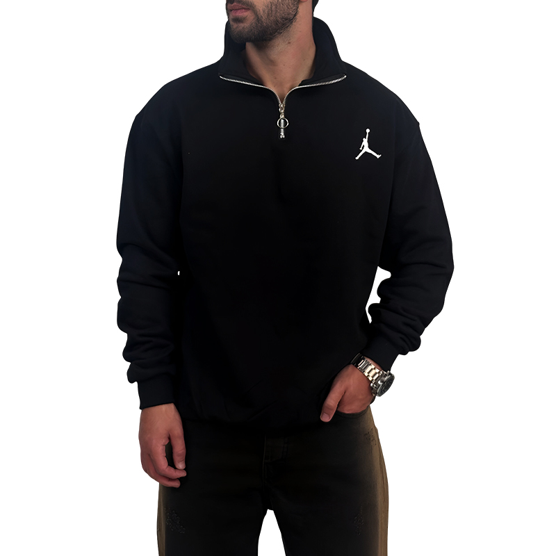 دورس مردانه یقه نیم زیپ سفید مشکی مدل جردن