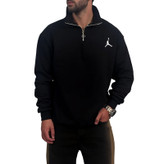 دورس مردانه یقه نیم زیپ سفید مشکی مدل جردن