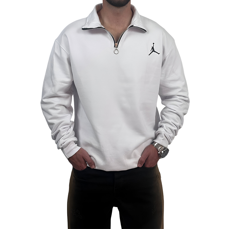 دورس مردانه یقه نیم زیپ سفید مشکی مدل جردن