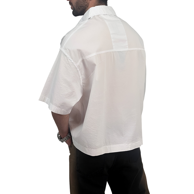 پیراهن آستین کوتاه سفید مدل تمام باکسی