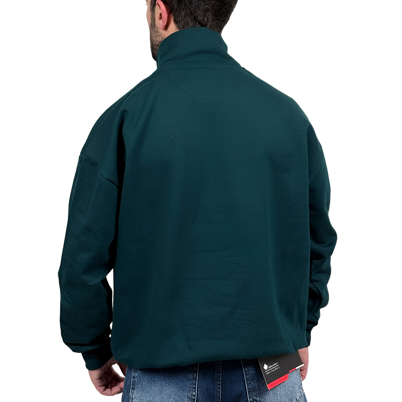 دورس مردانه یقه نیم زیپ سبز طرح ساده | دورس نیم زیپ سبز