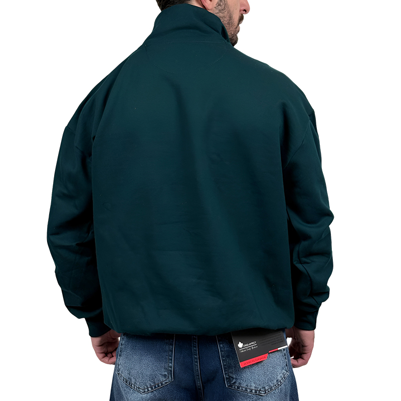 دورس مردانه یقه نیم زیپ سبز طرح ساده | دورس نیم زیپ سبز