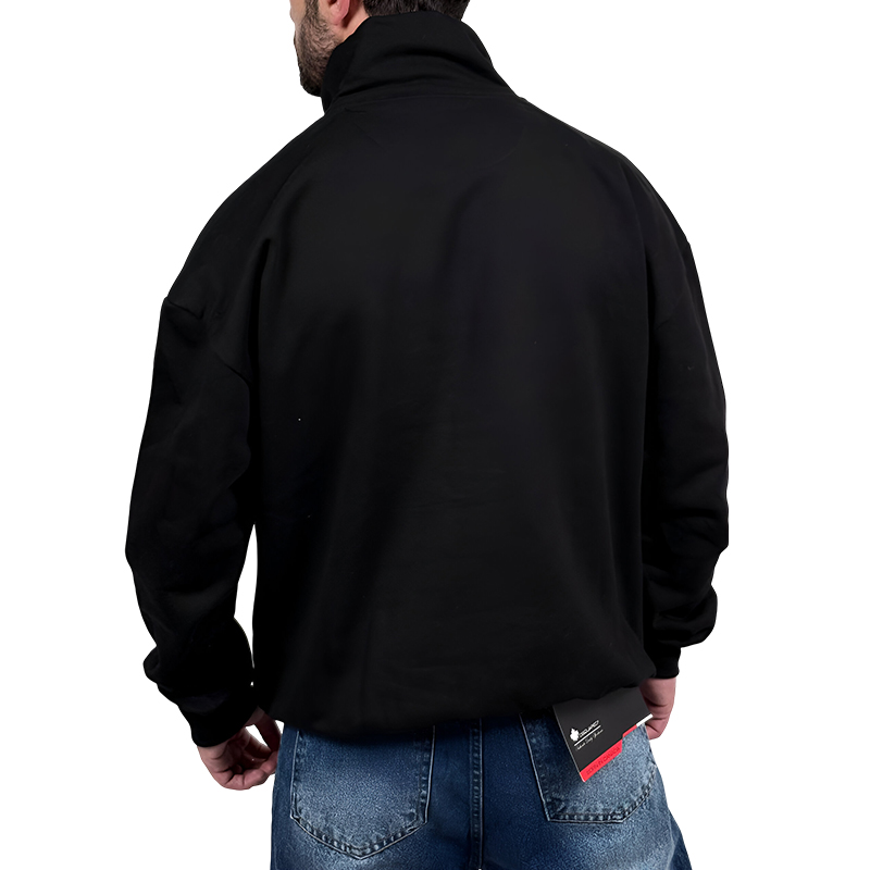 دورس مردانه یقه نیم زیپ سبز مشکی طرح ساده | دورس نیم زیپ مشکی ساده زیر قیمت بازار