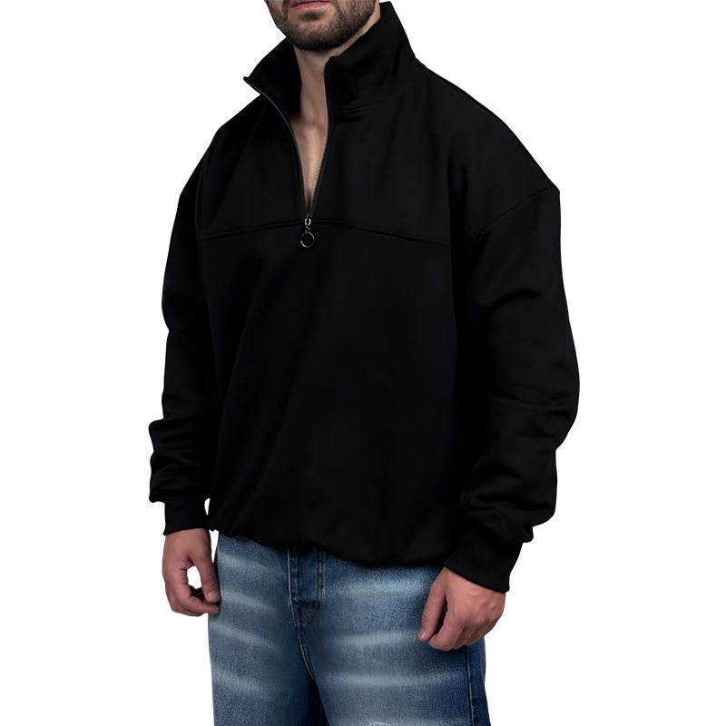 دورس مردانه یقه نیم زیپ سبز مشکی طرح ساده | دورس نیم زیپ مشکی ساده زیر قیمت بازار