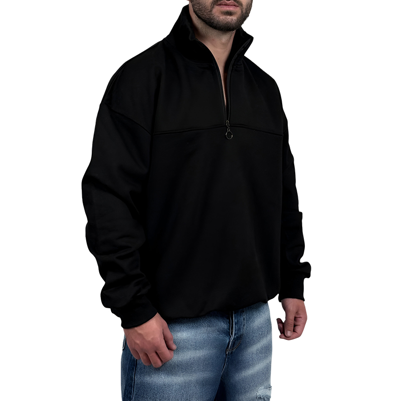 دورس مردانه یقه نیم زیپ سبز مشکی طرح ساده | دورس نیم زیپ مشکی ساده زیر قیمت بازار