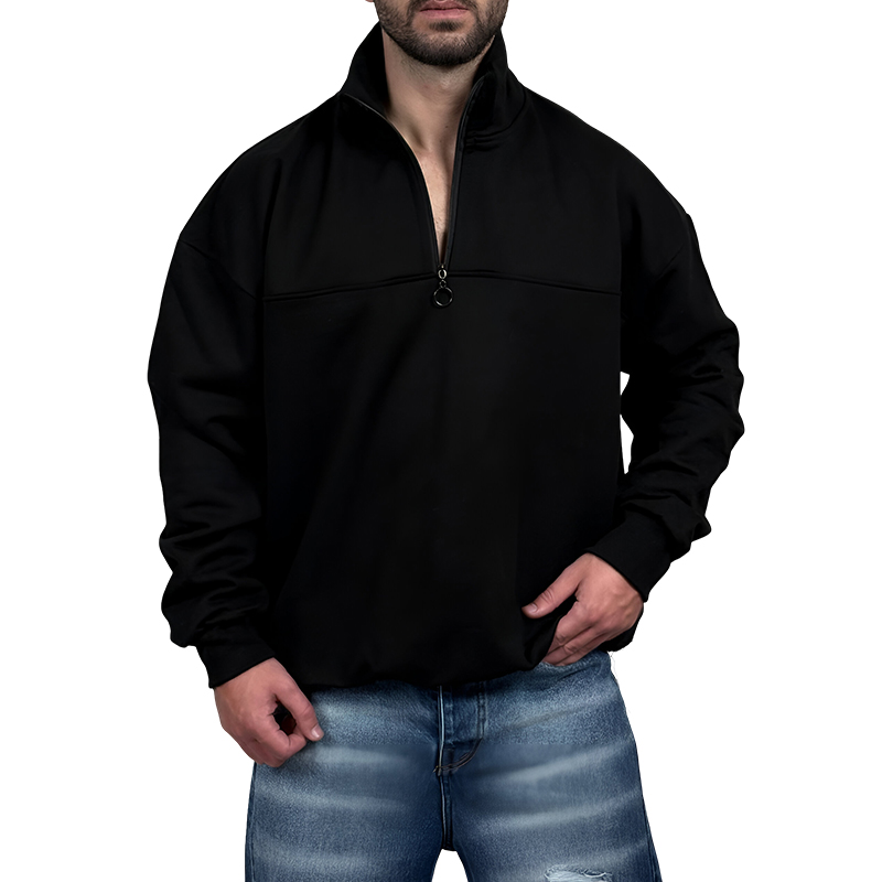 دورس مردانه یقه نیم زیپ سبز مشکی طرح ساده | دورس نیم زیپ مشکی ساده زیر قیمت بازار