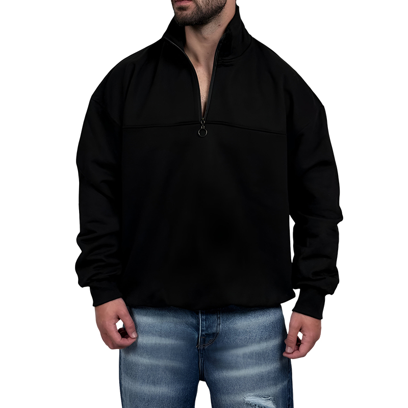 دورس مردانه یقه نیم زیپ سبز مشکی طرح ساده | دورس نیم زیپ مشکی ساده زیر قیمت بازار