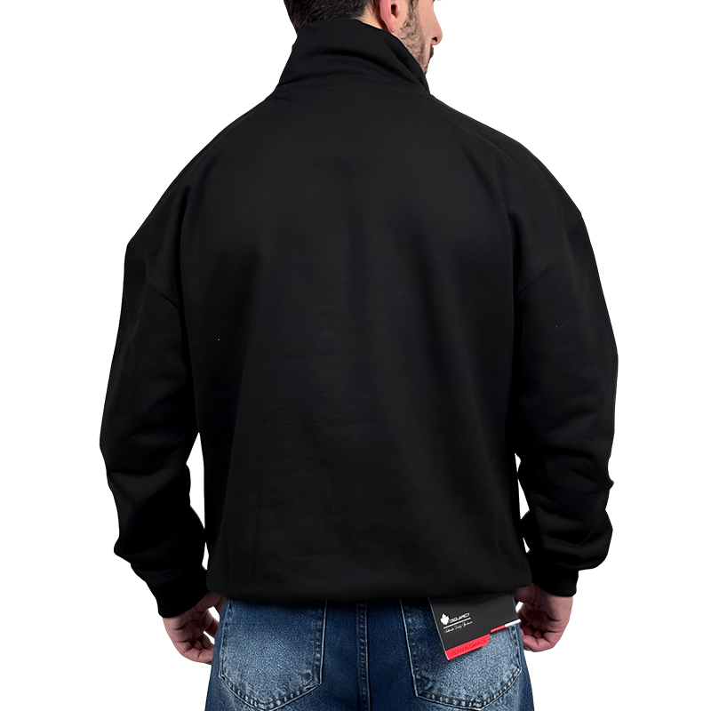 دورس مردانه یقه نیم زیپ سبز مشکی طرح ساده | دورس نیم زیپ مشکی ساده زیر قیمت بازار