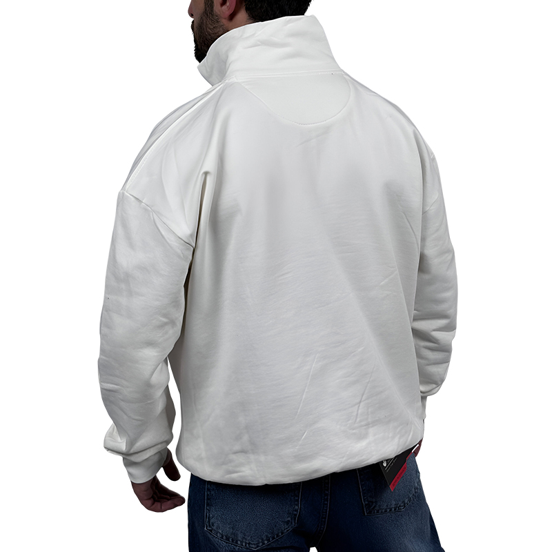 دورس مردانه یقه نیم زیپ سفید طرح ساده | دورس سفید ساده نیم زیپ