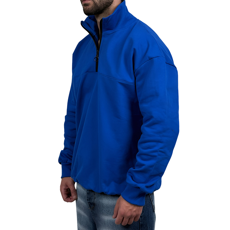 دورس مردانه یقه نیم زیپ آبی طرح ساده | دورس نیم زیپ ساده آبی