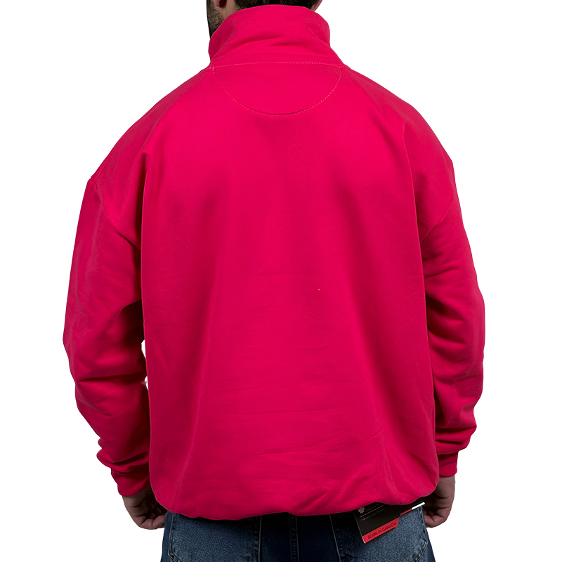 دورس مردانه یقه نیم زیپ صورتی طرح ساده | دورس نیم زیپ صورتی ساده