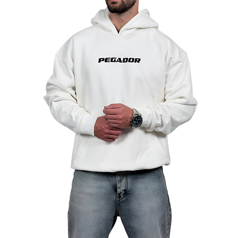 خرید هودی پنبه سه نخ سفید مدل پگادور | هودی وارداتی با کیفیت دوخت ایران