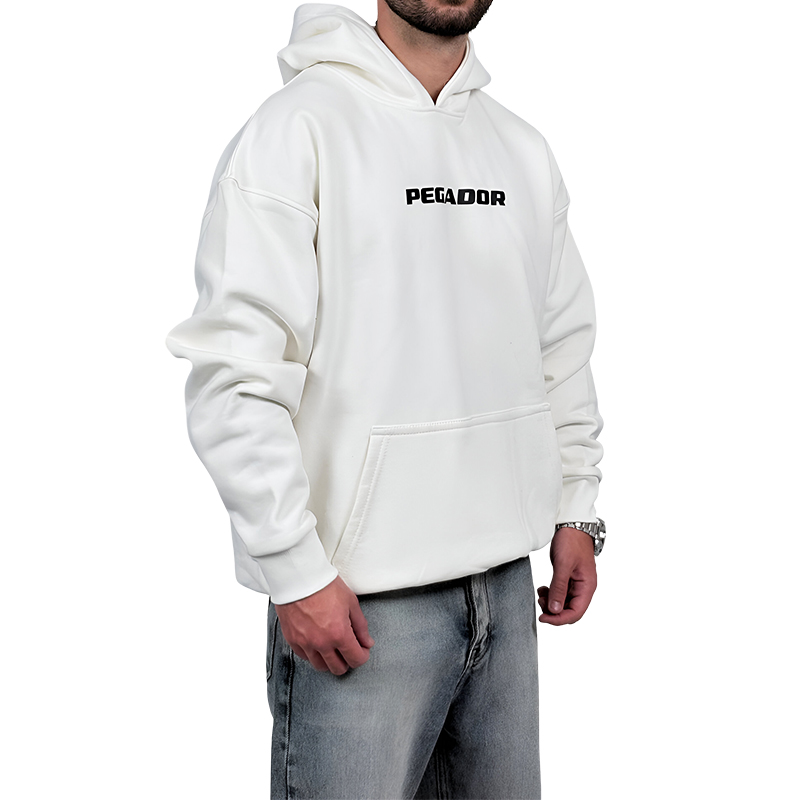 خرید هودی پنبه سه نخ سفید مدل پگادور | هودی وارداتی با کیفیت دوخت ایران