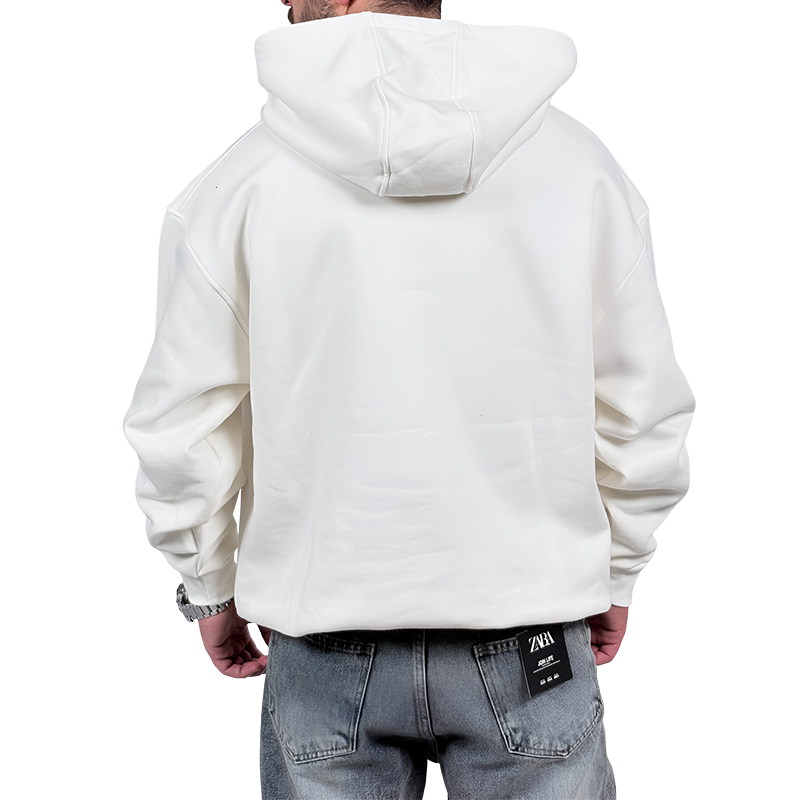 خرید هودی پنبه سه نخ سفید مدل پگادور | هودی وارداتی با کیفیت دوخت ایران