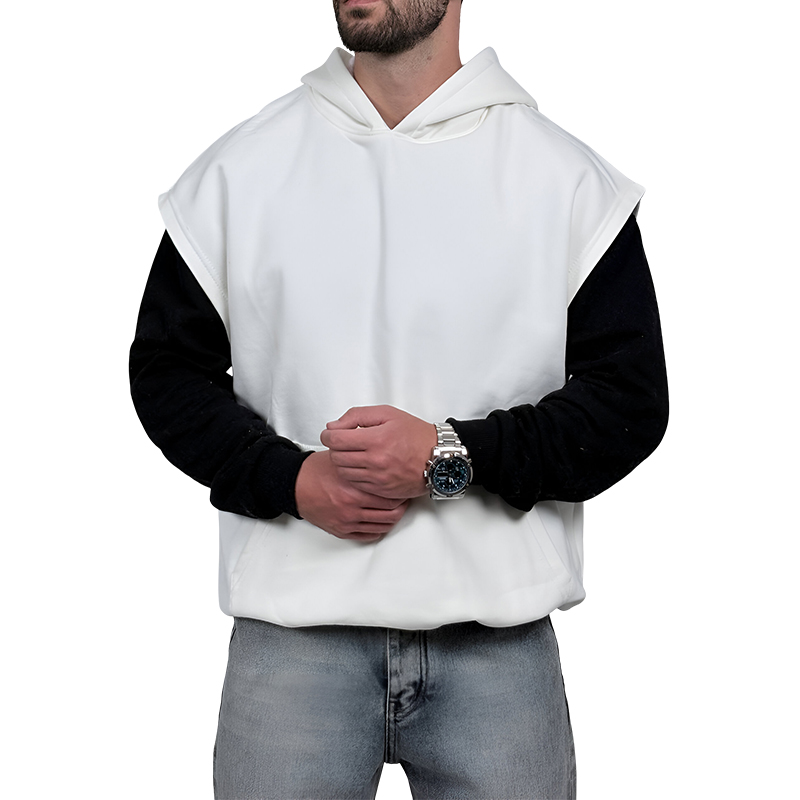 هودی وست سه نخ سفید طرح ساده