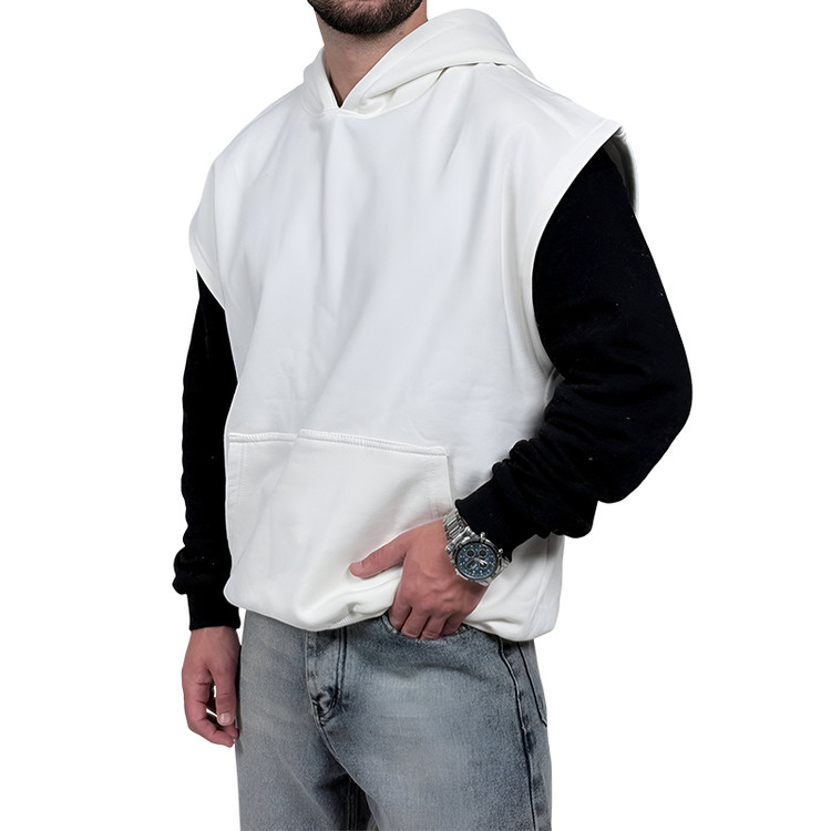 هودی وست سه نخ سفید طرح ساده