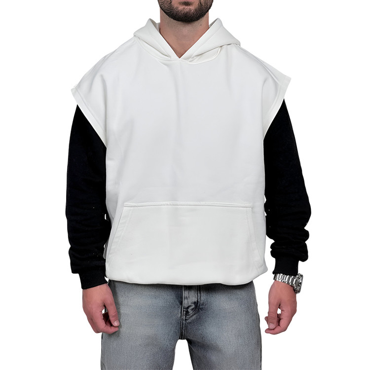 هودی وست سه نخ سفید طرح ساده