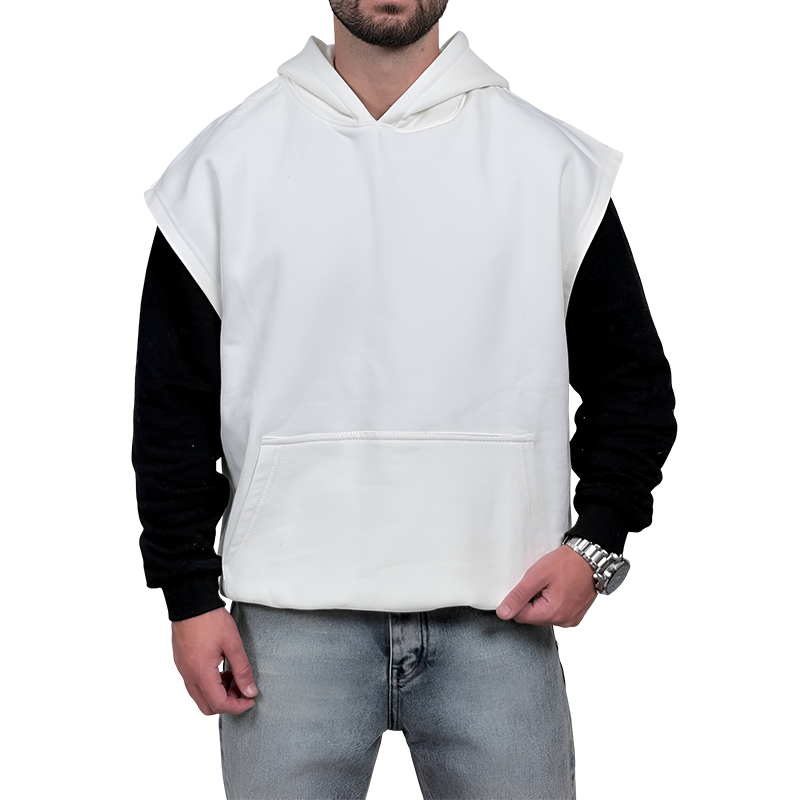 هودی وست سه نخ سفید طرح ساده