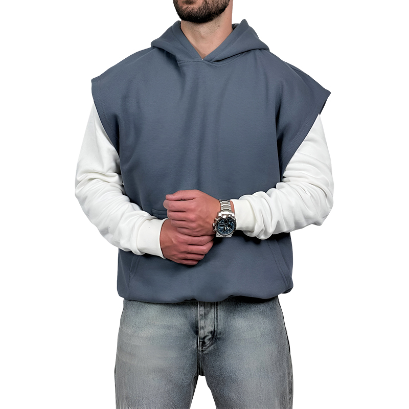 خرید هودی وست سه نخ طوسی طرح ساده