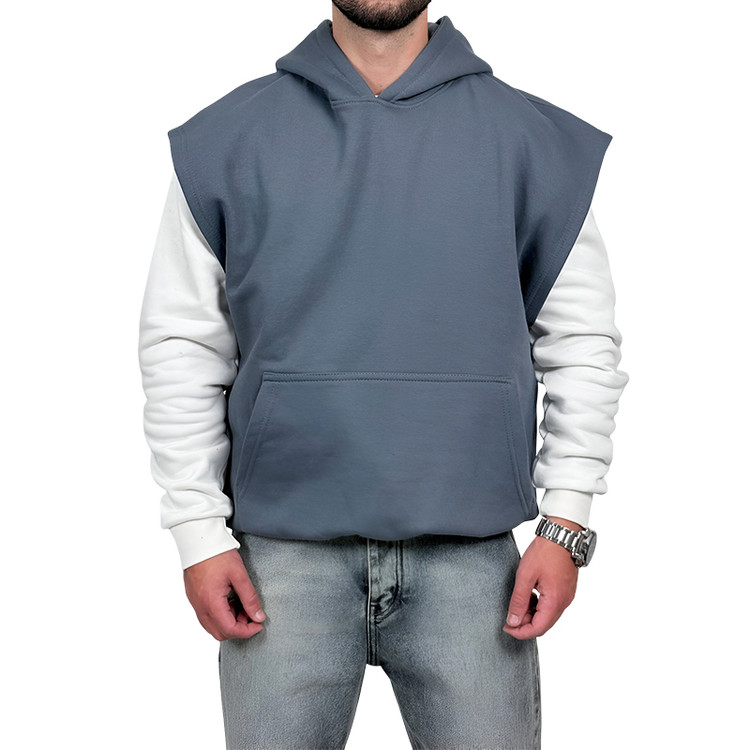 هودی وست سه نخ طوسی طرح ساده | وست هودی ساده طوسی