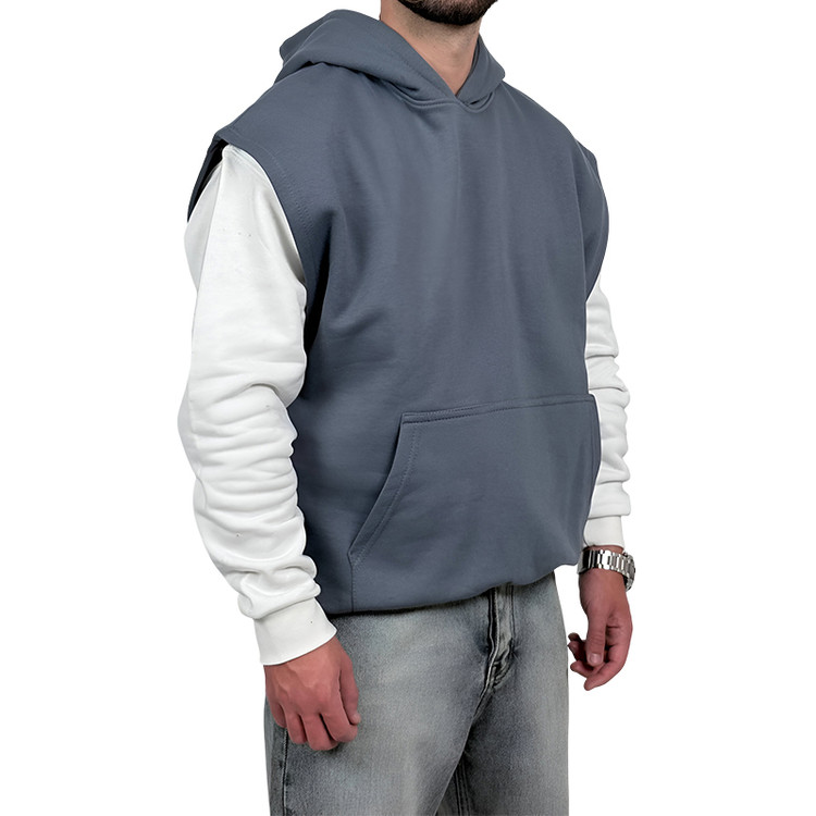 هودی وست سه نخ طوسی طرح ساده | وست هودی ساده طوسی