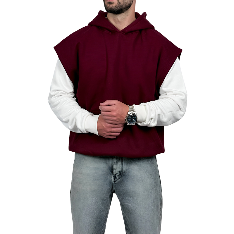 خرید هودی وست سه نخ جگری طرح ساده