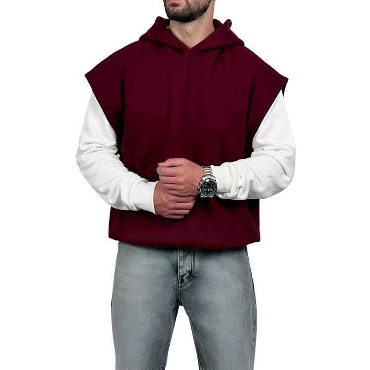 خرید هودی وست سه نخ جگری طرح ساده