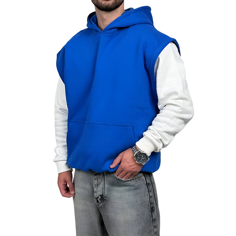 هودی وست سه نخ آبی طرح ساده | خرید وست آبی پنبه سه نخ