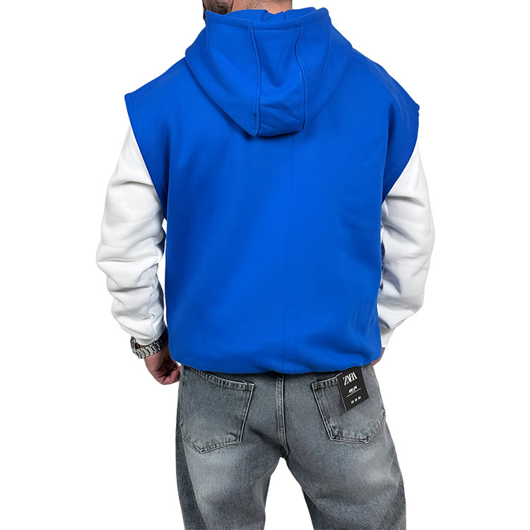 هودی وست سه نخ آبی طرح ساده | خرید وست آبی پنبه سه نخ