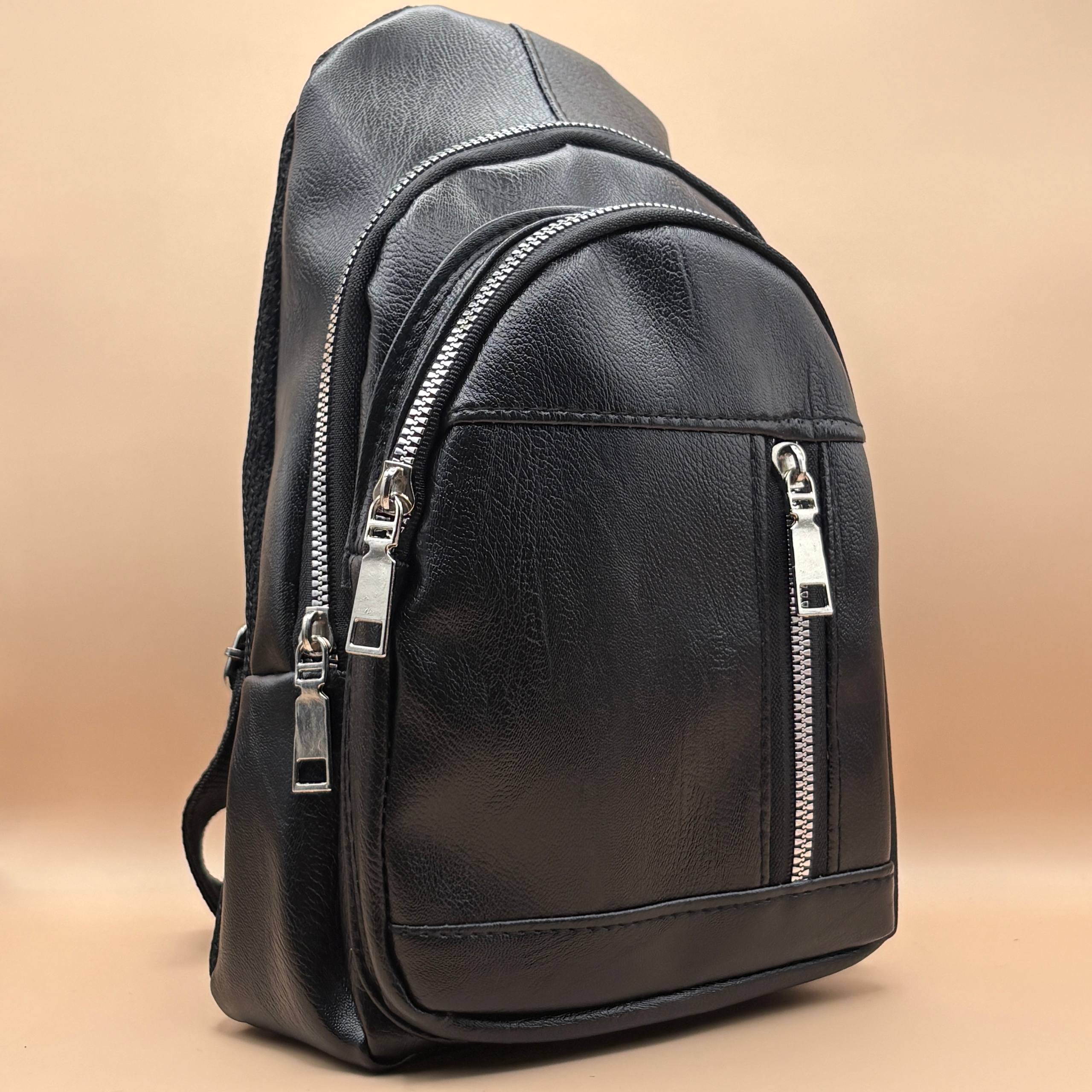 بادی بگ چرم مشکی مدل ساده مات | بادی بپ ساده چرم مشکی