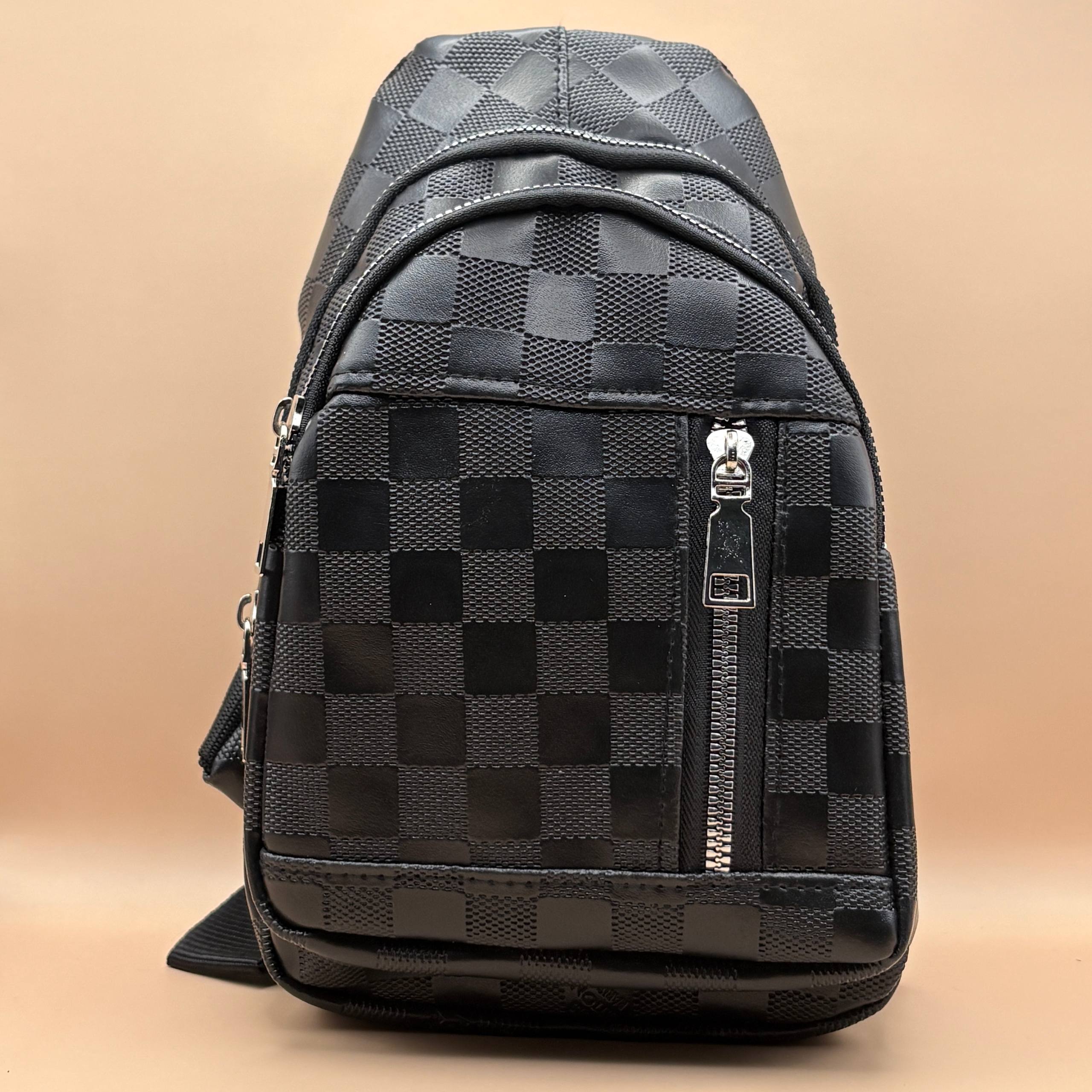 بادی بگ چرم مشکی مدل شطرنچی | خرید باید بگ به صورت اقساطی