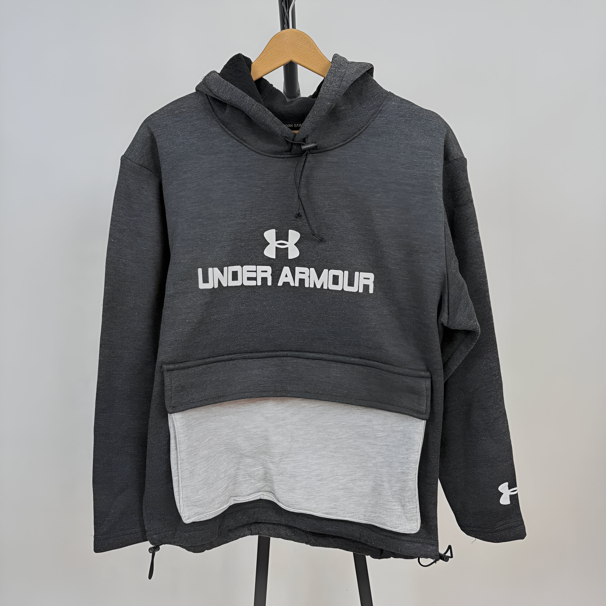 هودی طوسی مشکی زنانه مدل باکس جیب