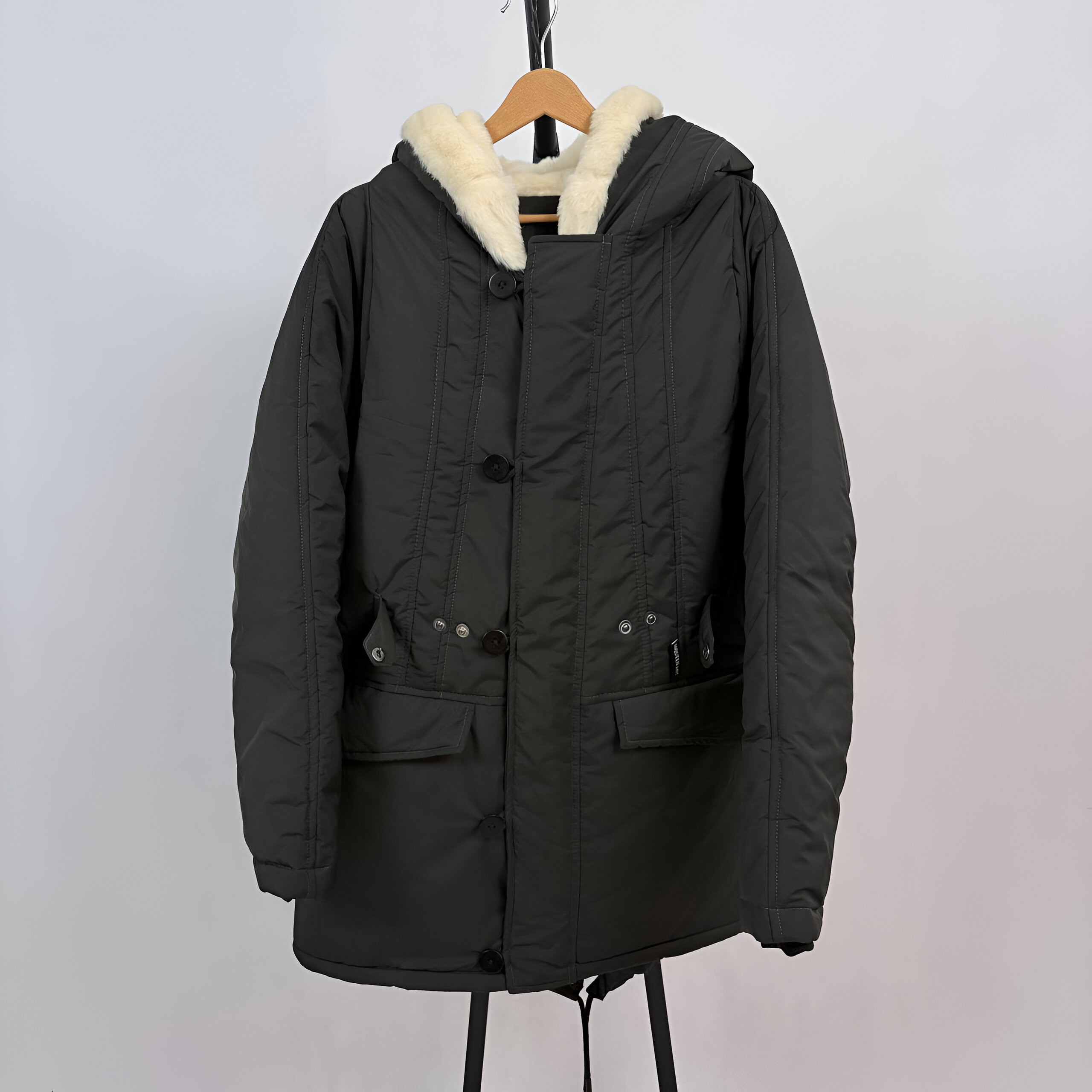 کاپشن گرم بالا سبز زرد کوهستانی طرح ساده