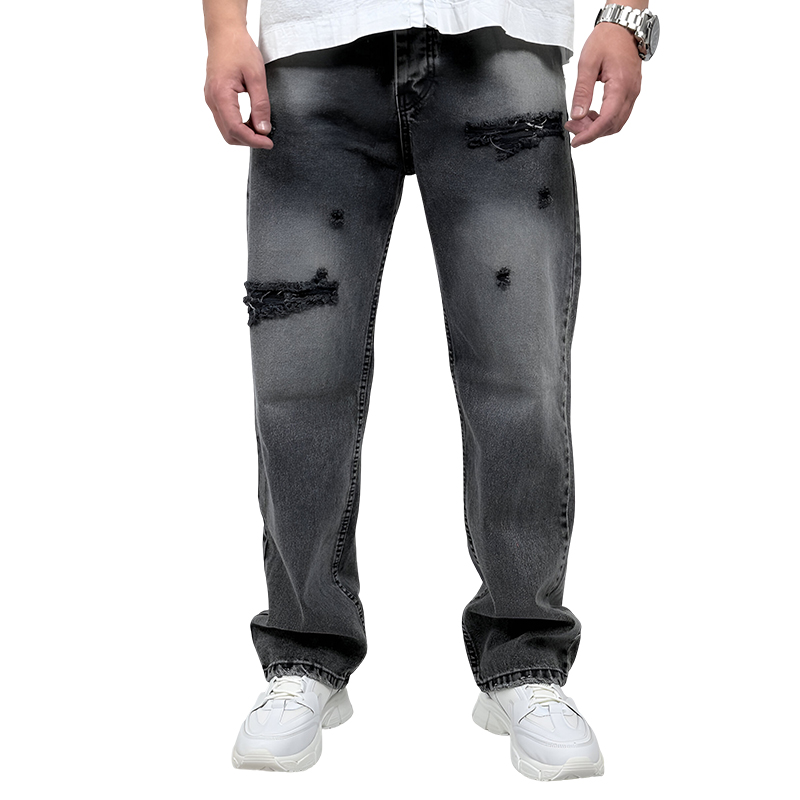 شلوار جین بگ مردانه طوسی مدل زاپ