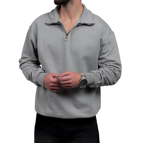 دورس مردانه ساده طوسی مدل یقه نیم زیپ