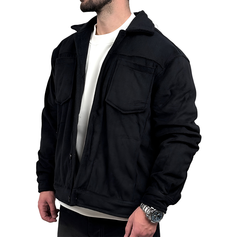 پیراهن مردانه کتی مخمل مشکی مدل دو جیب