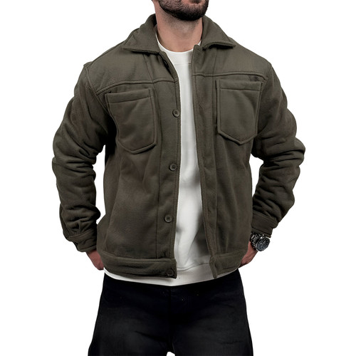 پیراهن مردانه کتی مخمل سبز مدل دو جیب