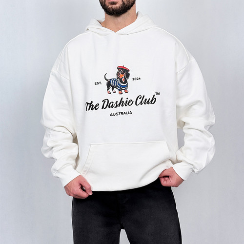 هودی مردانه سفید پنبه سه نخ طرح dog