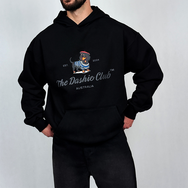 هودی مردانه مشکی پنبه سه نخ طرح dog