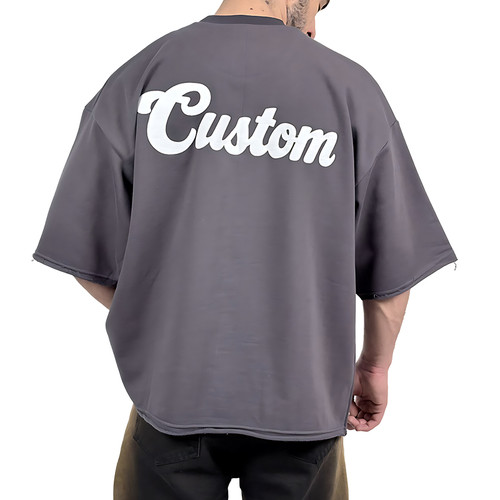 تیشرت مردانه طوسی پنبه سه نخ طرح ساده فونت