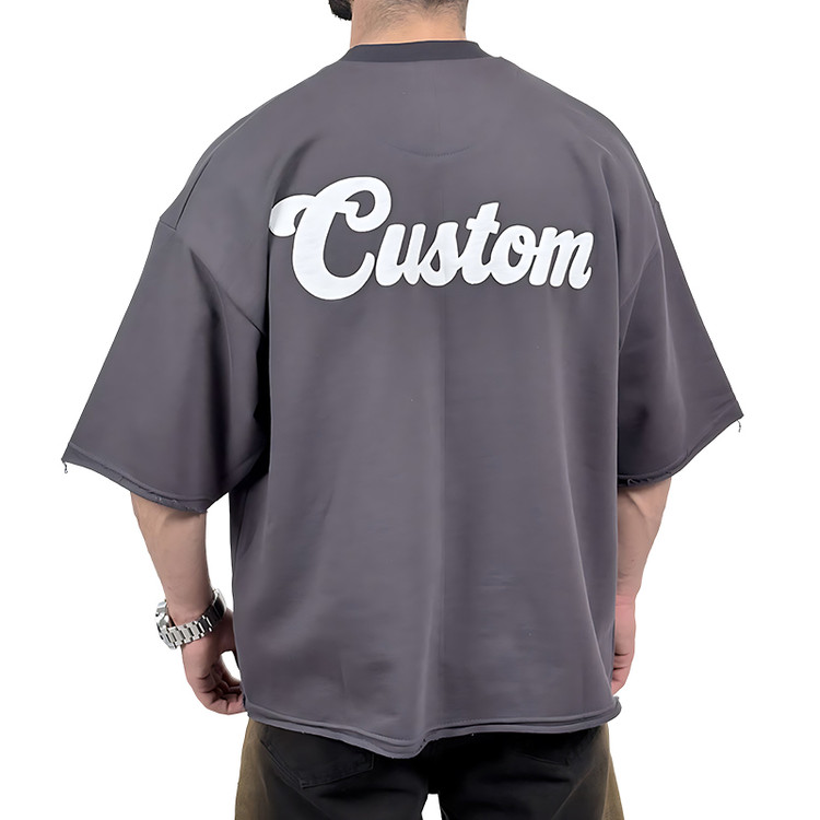 تیشرت مردانه طوسی پنبه سه نخ طرح ساده فونت