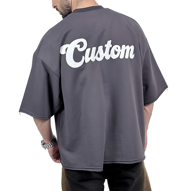 تیشرت مردانه طوسی پنبه سه نخ طرح ساده فونت