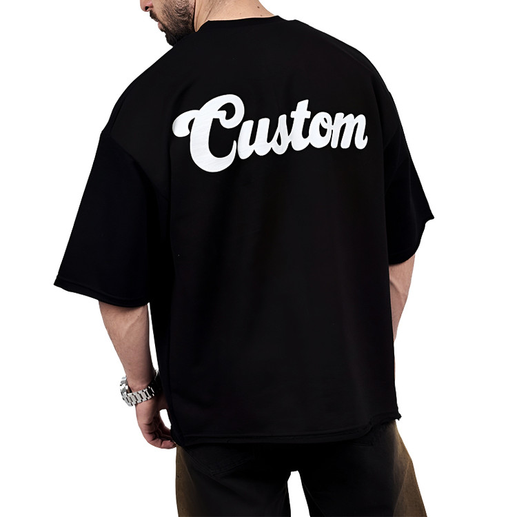 تیشرت مردانه مشکی پنبه سه نخ طرح ساده فونت