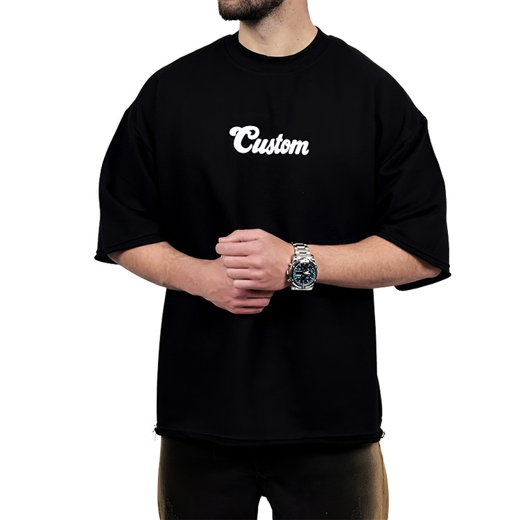 تیشرت مردانه مشکی پنبه سه نخ طرح ساده فونت