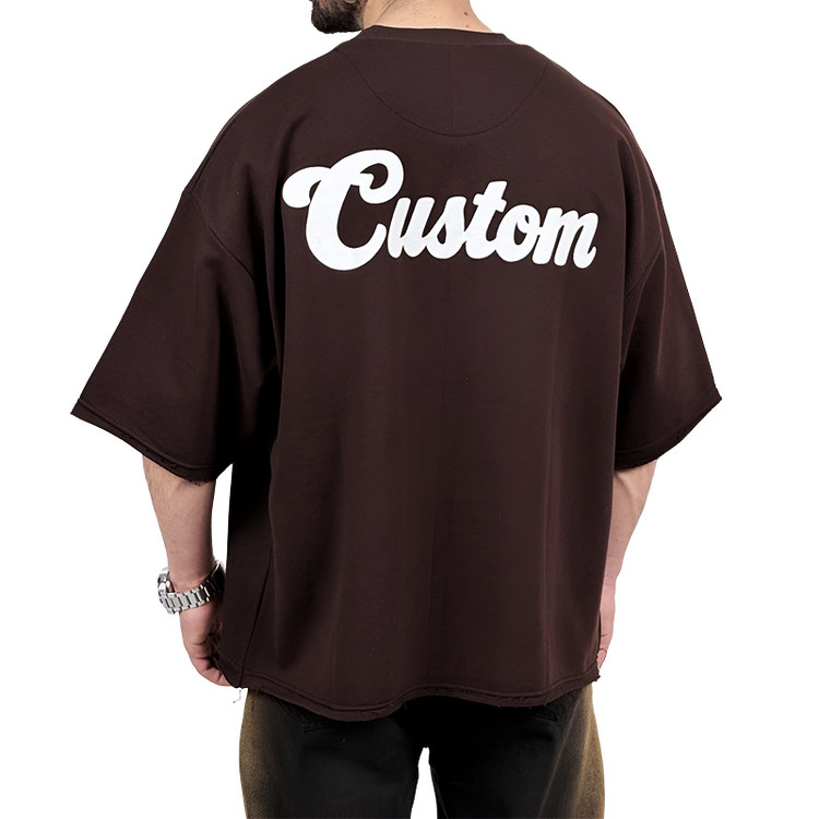 تیشرت مردانه قهوه ای پنبه سه نخ طرح ساده فونت