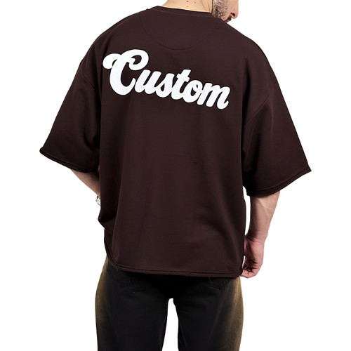 تیشرت مردانه قهوه ای پنبه سه نخ طرح ساده فونت