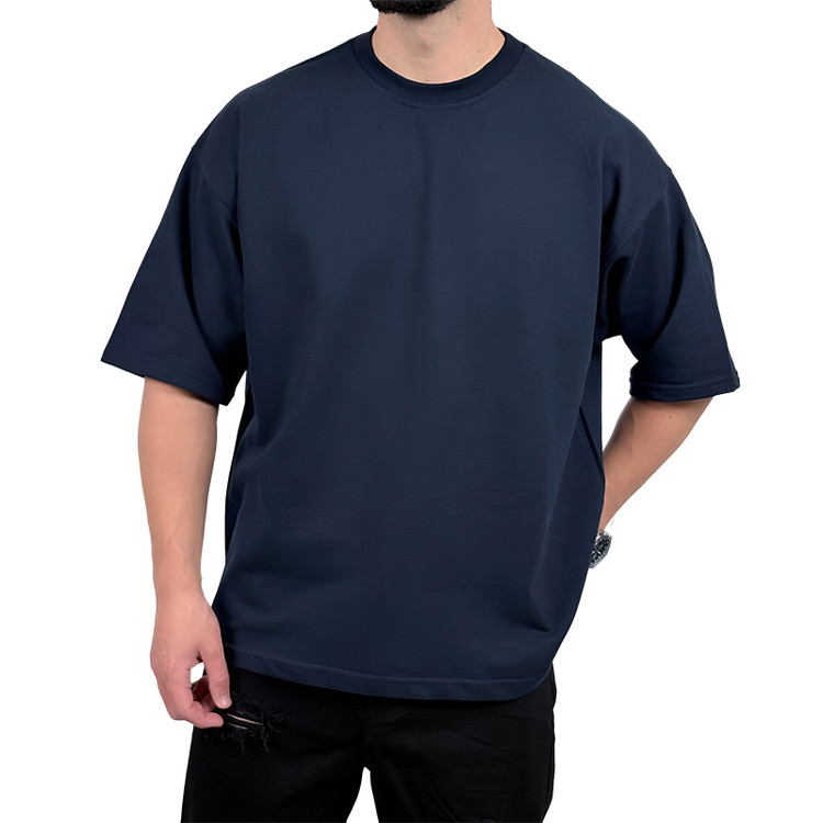 تیشرت ساده آستین کوتاه مردانه سرمه ای مدل پنبه دونخ