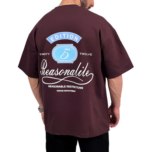 تیشرت آستین کوتاه مردانه قهوه ای مدل FIVE