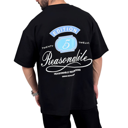 تیشرت آستین کوتاه مردانه مشکی مدل FIVE