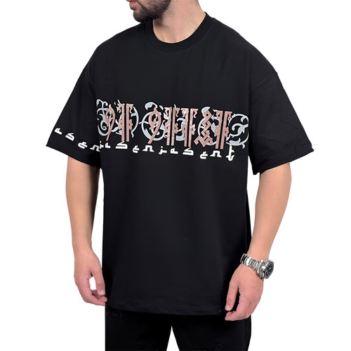 تیشرت آستین کوتاه مردانه مشکی مدل ف ع ک